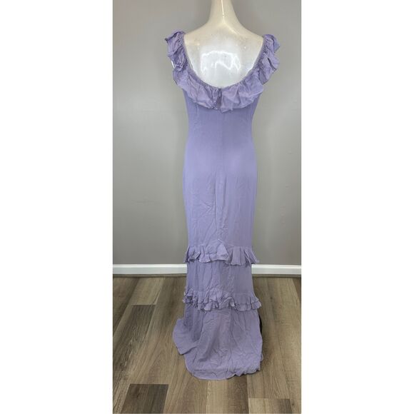 Reformation Scoop Neck Ruffled Tripoli Maxi Dress Aura Size 2 $348 - Picture 7 of 13